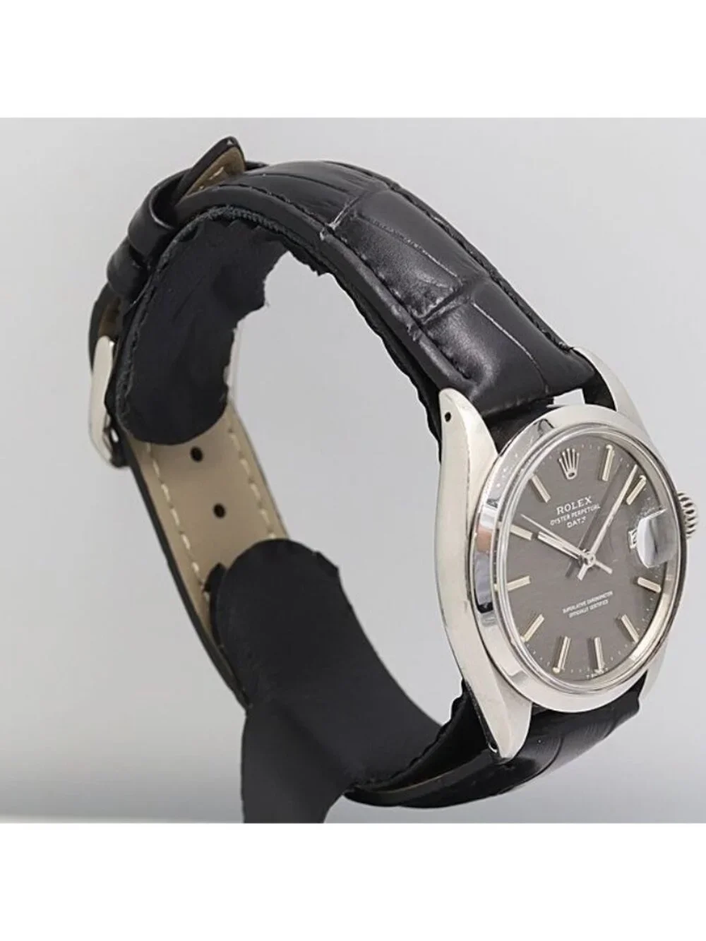 Rolex Oyster Perpetual Date Hand Wound Gray Dial Watch